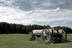 Crossing the plaines in a wagon